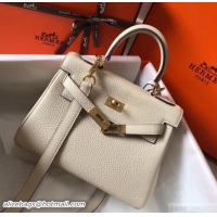 Shop Duplicate Hermes mini kelly 20 bag beiges in clemence leather with golden hardware 103014