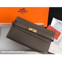 Duplicate Hermes Kelly Wallet in Swift Leather 100204 Gray