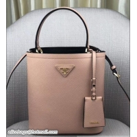 Shop Cheap Prada Double Saffiano Leather Bucket Bag 1BA212 Pink 2019