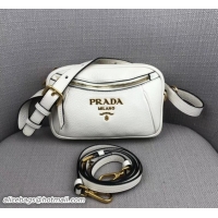 Sophisticated Prada Calf Leather Belt Bag 1BL006 White 2019