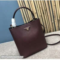 Stylish Prada Saffiano Leather Double Medium Bag 1BA212 Burgundy 2019