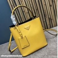 Well Crafted Prada Saffiano Leather Double Medium Bag 1BA212 Yellow 2019