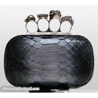 Traditional Discount Alexander McQueen Knuckle Box Clutch 9607 Genuine Python Leather