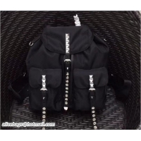 Classic Hot Prada Stud Nylon Backpack Bag 1BZ811 Black 2018