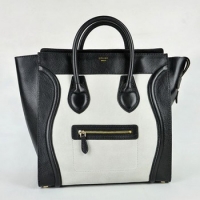 Celine Matte Paper Leather Handbag 98170 Black with White