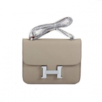 Hermes Togo Leather Constance Bag 1622S Light Khaki Silver