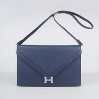 Hermes Deep-Blue Shoulder Bags with Silver Hardware H021