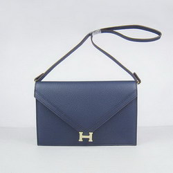 Hermes Deep-Blue Shoulder Bags with Gold Hardware H021