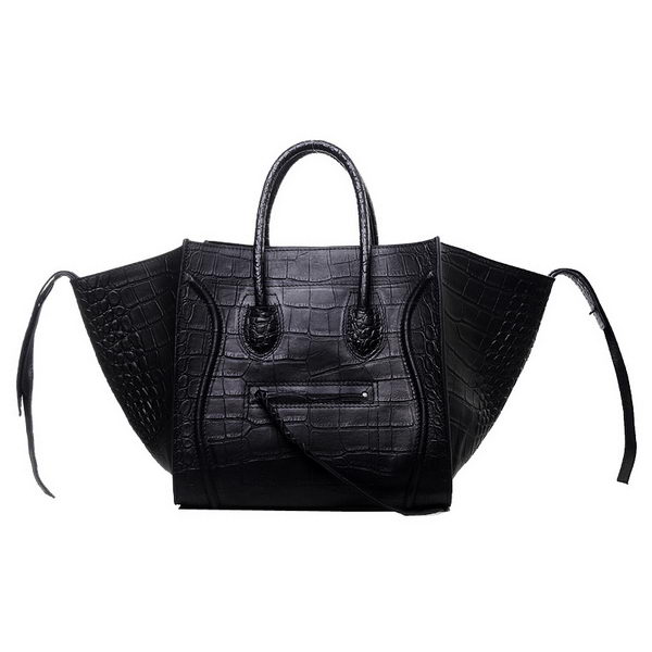 Celine Luggage Phantom Croco Original Leather Bags Black