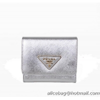 Prada Saffiano Leather Wallet 1M20176 Silver