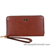 Prada Saffiano Leather Zippy Wallet P6201 Brown