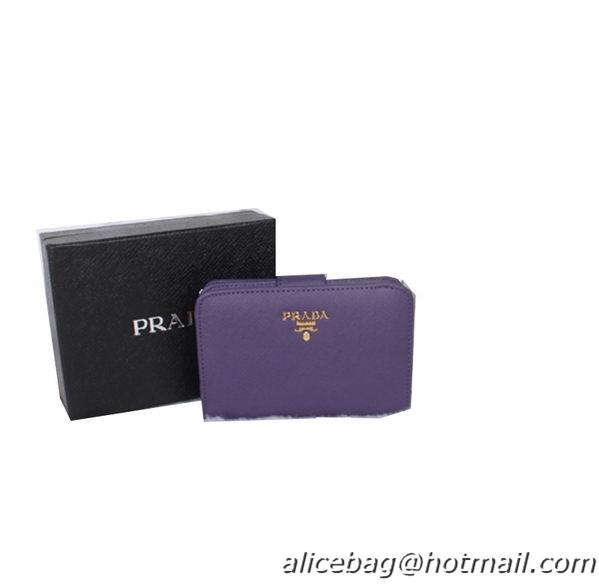 Prada Saffiano Leather Wallet 1M1225 Purple