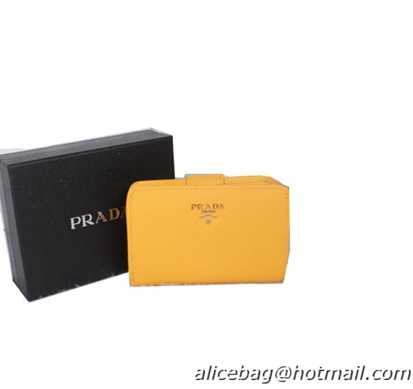 Prada Saffiano Leather Wallet 1M1225 Yellow