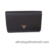Prada Saffiano Leather Flap Wallet 1M1361 Black