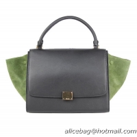 Celine Trapeze Bag Calfskin & Nubuck Leather 88037 Black&Green