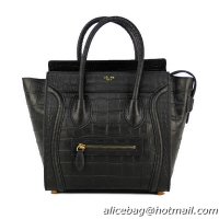 Celine Luggage Micro Bag Croco Leather 88023 Black