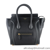Celine Luggage Micro Bag Snake Leather 88023 Black