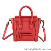 Celine Luggage Nano Bag Original Leather 88023 Light Red