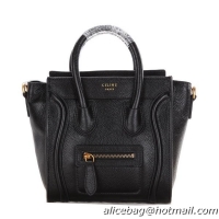 Celine Luggage Nano Bag Grainy Leather C106 Black