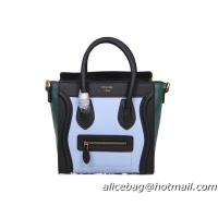 Celine Luggage Nano Bag Original Leather 88023 Green&Light Blue