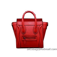 Celine Luggage Nano Boston Bag Original Grainy Leather Red