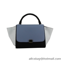 Celine Trapeze Bag Calfskin & Nubuck Leather 88037 White&Blue&Black