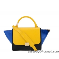 Celine mini Trapeze Bag Original Leather C005 Black&Yellow&Blue