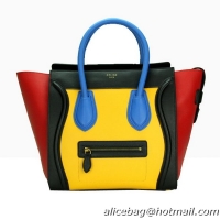 Celine Luggage Mini Bag Smooth Leather CL88022 Yellow&Black&Red