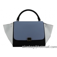 Celine Original Leather Trapeze Bag CL88037 SkyBlue&Black&White