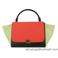Celine Original Leather Trapeze Bag CL88037 Red&Black&Beige