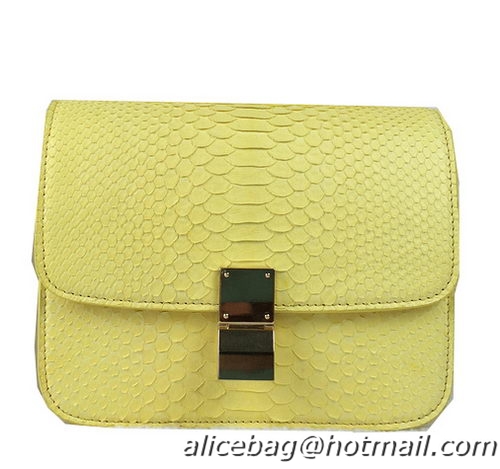 Celine Classic Box Small Flap Bag Snake Leather 11042 Yellow