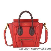 Celine Luggage Nano Bag Grainy Leather CL88029 Red