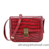 Celine Classic Box Small Flap Bag Croco Leather 88007 Red