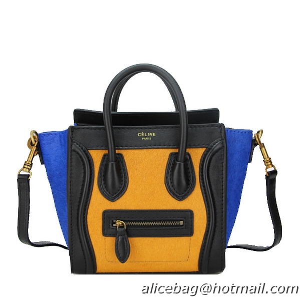 Celine Luggage Nano Bag Horsehair CL88029 Yellow&Blue&Black