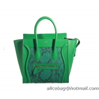 Celine Luggage Micro Boston Bag Original Snake Leather 3307 Green