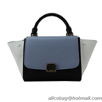 Celine mini Trapeze Bag Original Leather 88038 Light Blue&Black&White