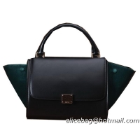 Celine mini Trapeze Top Handle Bag Original Leather 3342S Black&Green