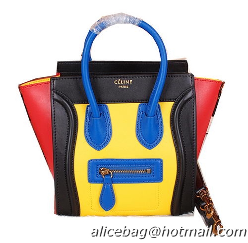 Celine Luggage Nano Bag Ferrari Leather CL3308S Yellow&Black&Red