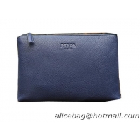 Prada Grainy Leather Clutch P66233 Blue