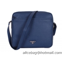 PRADA Original Saffiano Leather Messenger Bag VA3082 Royal