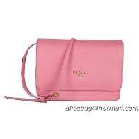 Prada Saffiano Leather Flap Shoulder Bag BT1213 Pink