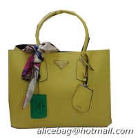 Prada Saffiano Calf Leather Tote Bag BN2756 Lemon