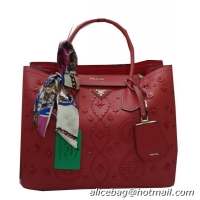 Prada Weave Original Leather Tote Bags B2756A Red
