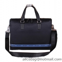 Prada Fabric & Leather Briefcase P3852A Black