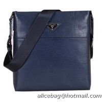Prada Calfskin Leather Messenger Bag P250013 Blue