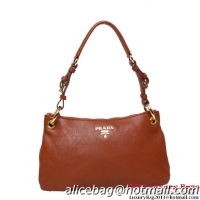 Prada Vitello Daino Leather Shoulder Bag BR4894 Brown