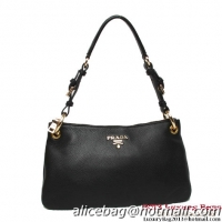 Prada Vitello Daino Leather Shoulder Bag BR4894 Black