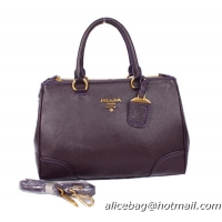 PRADA BN2324 Purple Grainy Leather Tote Bag