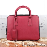 PRADA Saffiano Leather Briefcase VS0305 Red&Black