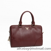 PRADA Grainy Leather Two Handle Bag BL0822 Burgundy